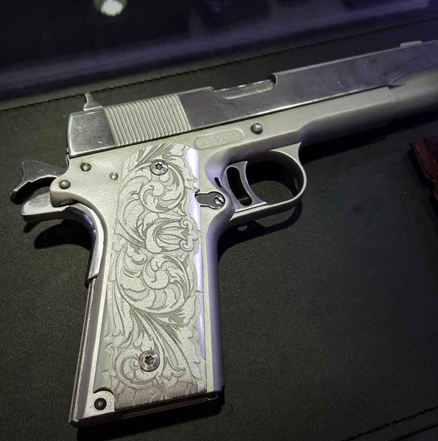 Laser Engraved Scroll Pattern on Pistol